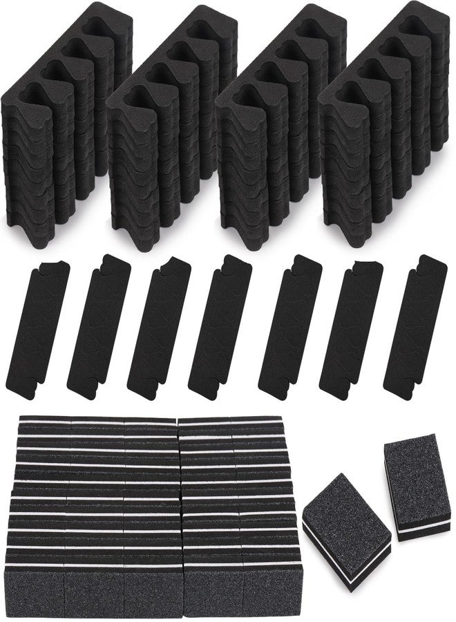 Tecbeauty 102pcs Toe Separators Set - Premium Pedicure Tool Super Soft Pedicure Toe Separator- Mini Nail Buffer Block File 80/100 Grit 2 Sided, Black - Image 1